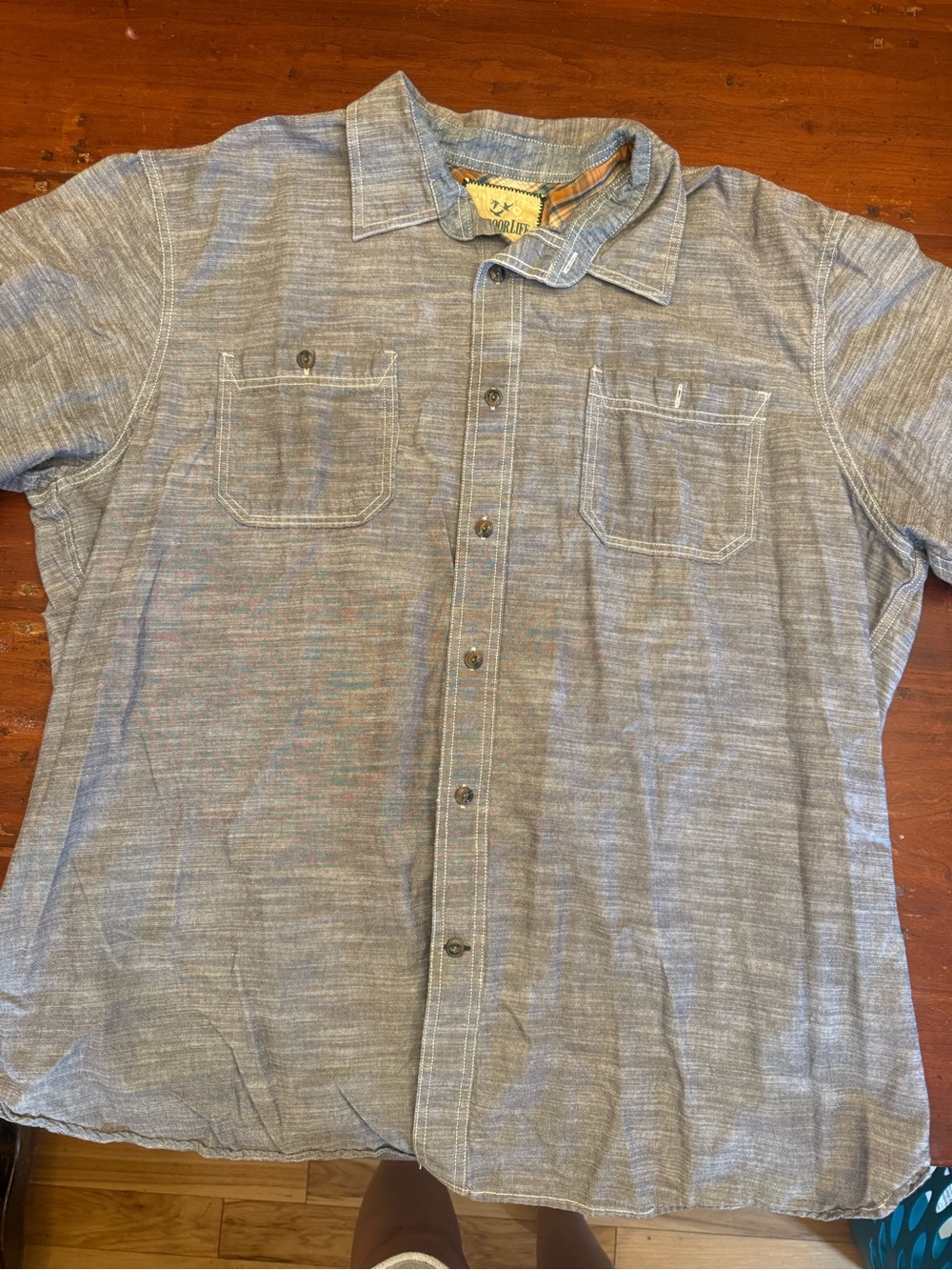 Outdoor Life Heathered Light Blue Short-Sleeve Button-Down Shirt